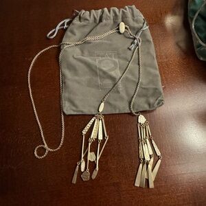 Tat 2 Designs Hammered Gold Adjustable Lariat Necklace with Tassel Accents